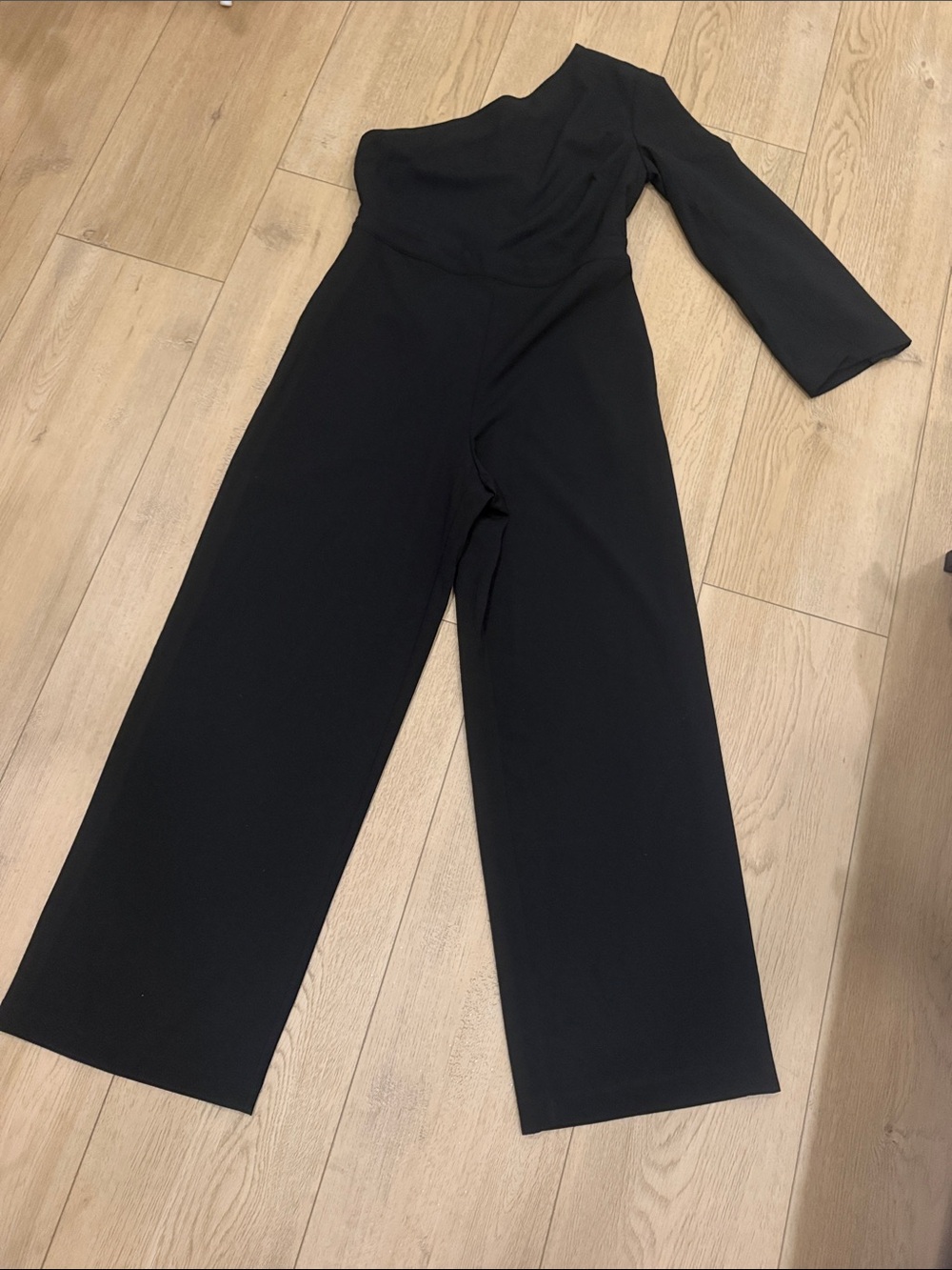 Banana Republic Black Asymmetric One-Shoulder Wide-Leg Jumpsuit